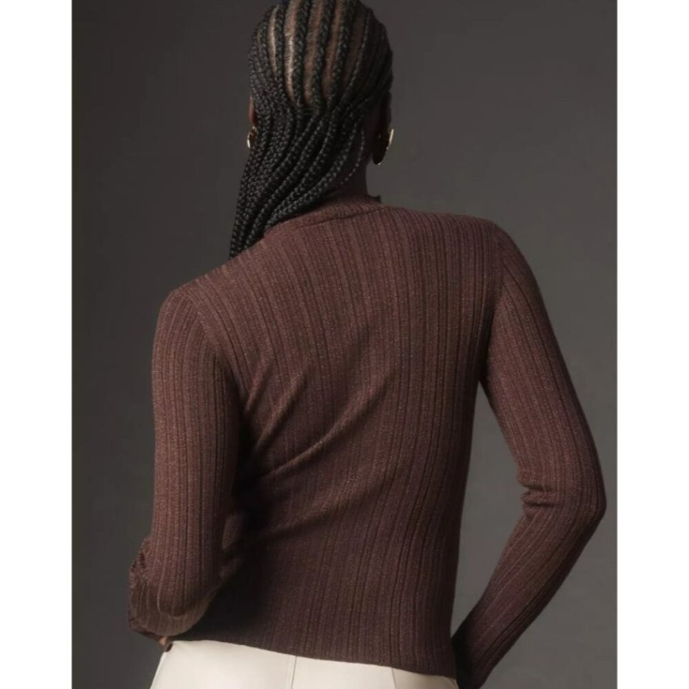Anthropologie Pilcro Ribbed Long Sleeve Top Brown L - Picture 8 of 8